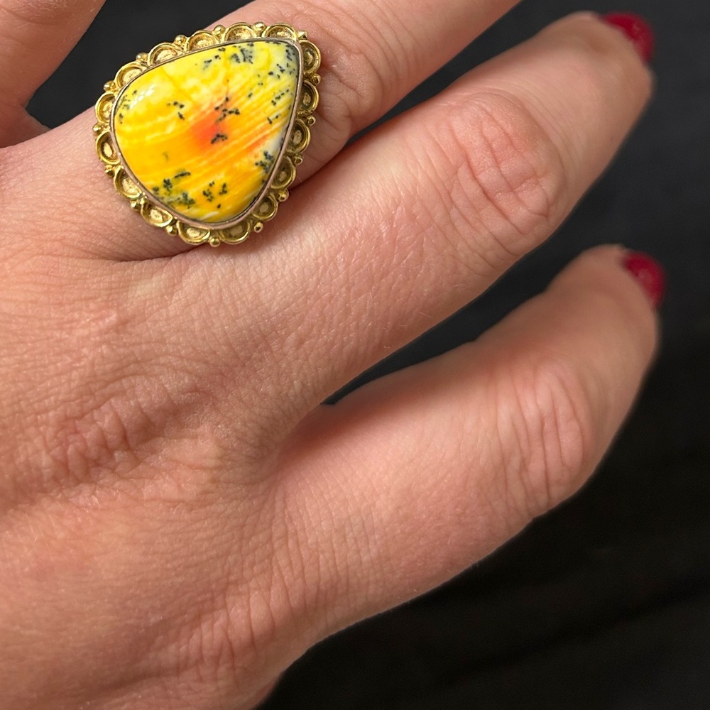 Bumble Bee Jasper Sterling Size 9.25 Ring